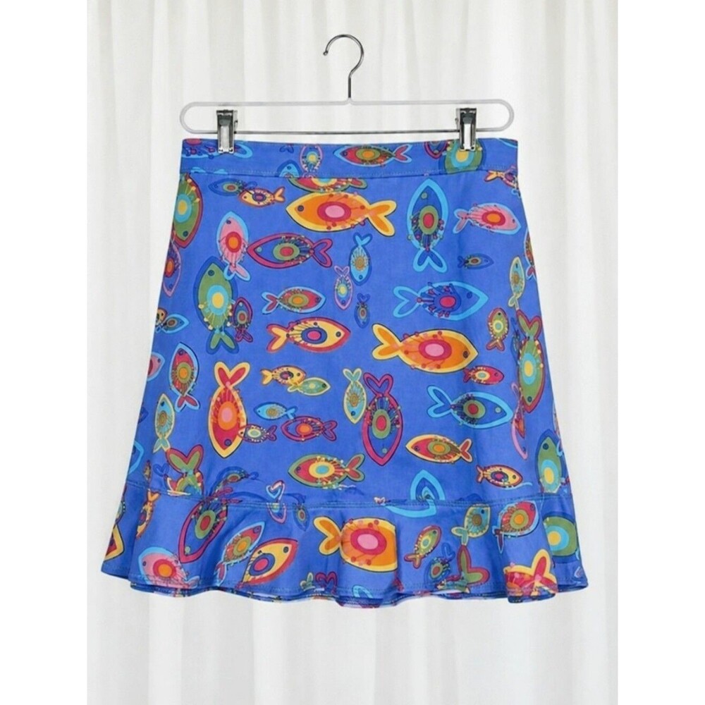 Fresh Produce Radiant Fish Periwinkle Blue Ruffle Hem UPF Stretch Swim Skirt